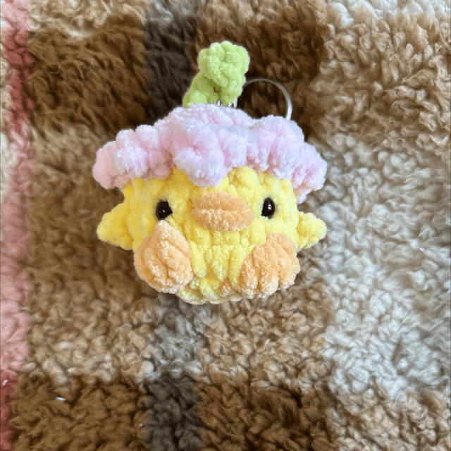 Porte-clés Poussin Chapeau Fleur